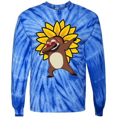 Dabbing Sloth Sunflower Autism Awareness Gift Tie-Dye Long Sleeve Shirt