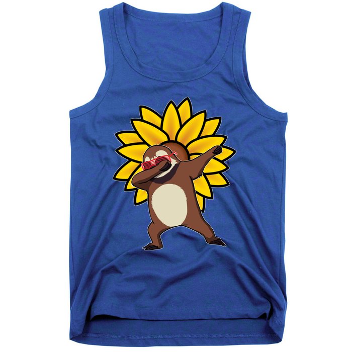 Dabbing Sloth Sunflower Autism Awareness Gift Tank Top