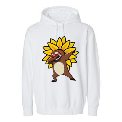 Dabbing Sloth Sunflower Autism Awareness Gift Garment-Dyed Fleece Hoodie