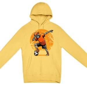 Dabbing Soccer Skeleton Funny Football Soccer Halloween Gift Premium Pullover Hoodie