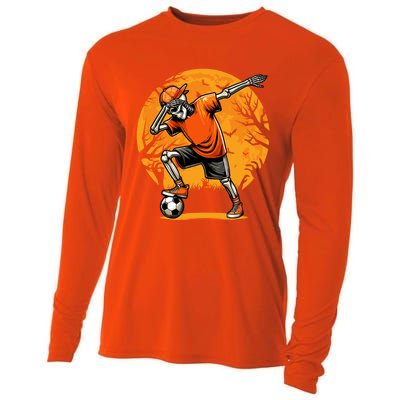 Dabbing Soccer Skeleton Funny Football Soccer Halloween Gift Cooling Performance Long Sleeve Crew