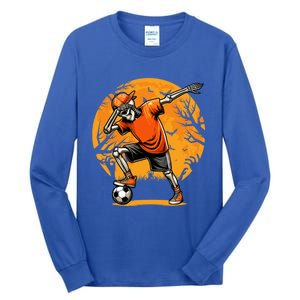 Dabbing Soccer Skeleton Funny Football Soccer Halloween Gift Tall Long Sleeve T-Shirt