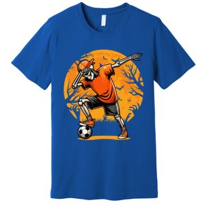 Dabbing Soccer Skeleton Funny Football Soccer Halloween Gift Premium T-Shirt