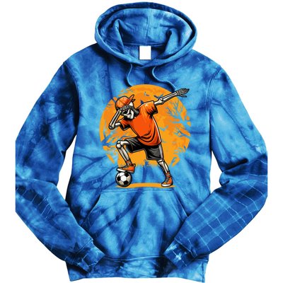 Dabbing Soccer Skeleton Funny Football Soccer Halloween Gift Tie Dye Hoodie