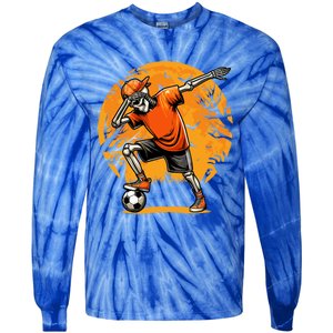 Dabbing Soccer Skeleton Funny Football Soccer Halloween Gift Tie-Dye Long Sleeve Shirt