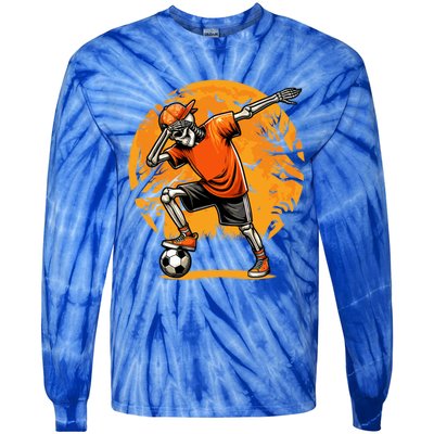 Dabbing Soccer Skeleton Funny Football Soccer Halloween Gift Tie-Dye Long Sleeve Shirt