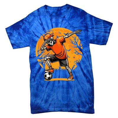 Dabbing Soccer Skeleton Funny Football Soccer Halloween Gift Tie-Dye T-Shirt