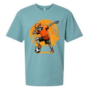 Dabbing Soccer Skeleton Funny Football Soccer Halloween Gift Sueded Cloud Jersey T-Shirt