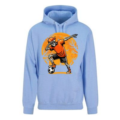 Dabbing Soccer Skeleton Funny Football Soccer Halloween Gift Unisex Surf Hoodie