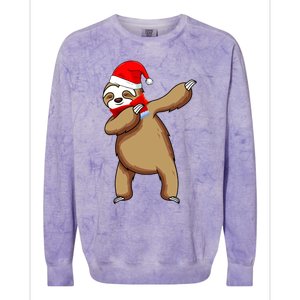 Dabbing Santa Sloth Christmas Pajama Merry Slothmas Cool Gift Colorblast Crewneck Sweatshirt