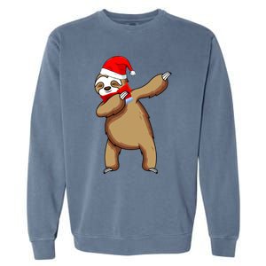 Dabbing Santa Sloth Christmas Pajama Merry Slothmas Cool Gift Garment-Dyed Sweatshirt