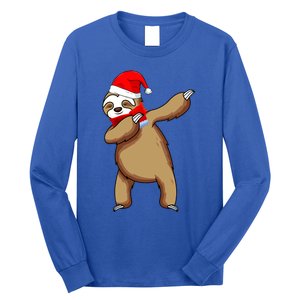 Dabbing Santa Sloth Christmas Pajama Merry Slothmas Cool Gift Long Sleeve Shirt