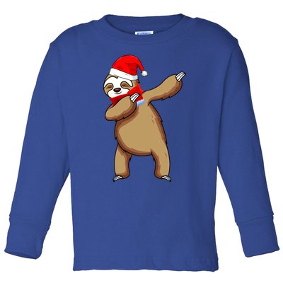 Dabbing Santa Sloth Christmas Pajama Merry Slothmas Cool Gift Toddler Long Sleeve Shirt