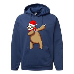 Dabbing Santa Sloth Christmas Pajama Merry Slothmas Cool Gift Performance Fleece Hoodie