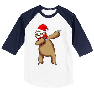 Dabbing Santa Sloth Christmas Pajama Merry Slothmas Cool Gift Baseball Sleeve Shirt