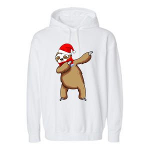 Dabbing Santa Sloth Christmas Pajama Merry Slothmas Cool Gift Garment-Dyed Fleece Hoodie