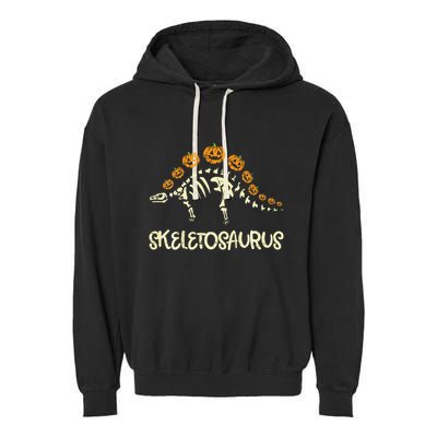 Dinosaur Skeleton Stegosaurus Halloween Garment-Dyed Fleece Hoodie