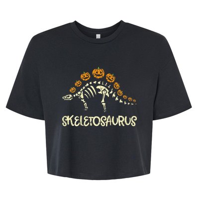 Dinosaur Skeleton Stegosaurus Halloween Bella+Canvas Jersey Crop Tee