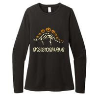 Dinosaur Skeleton Stegosaurus Halloween Womens CVC Long Sleeve Shirt