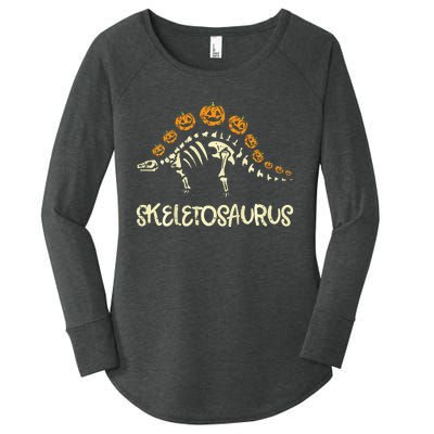 Dinosaur Skeleton Stegosaurus Halloween Women's Perfect Tri Tunic Long Sleeve Shirt