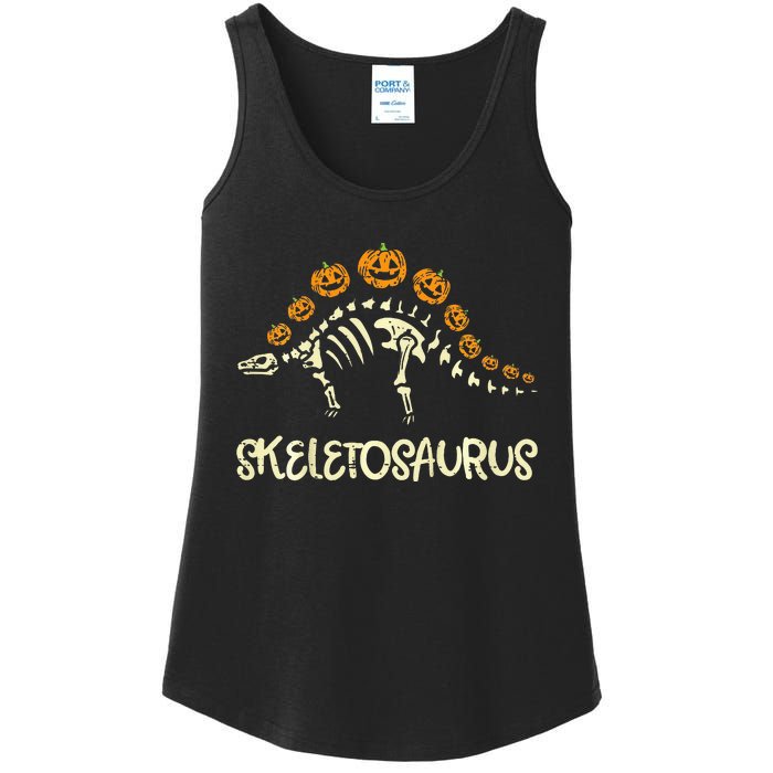 Dinosaur Skeleton Stegosaurus Halloween Ladies Essential Tank