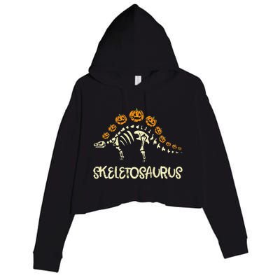 Dinosaur Skeleton Stegosaurus Halloween Crop Fleece Hoodie