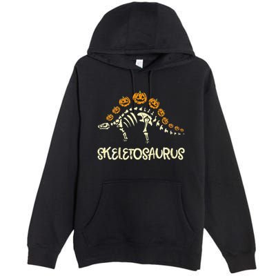 Dinosaur Skeleton Stegosaurus Halloween Premium Pullover Hoodie