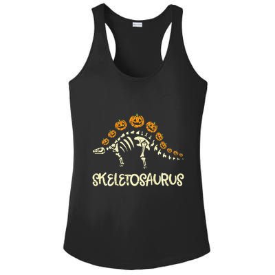 Dinosaur Skeleton Stegosaurus Halloween Ladies PosiCharge Competitor Racerback Tank