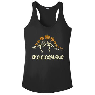 Dinosaur Skeleton Stegosaurus Halloween Ladies PosiCharge Competitor Racerback Tank