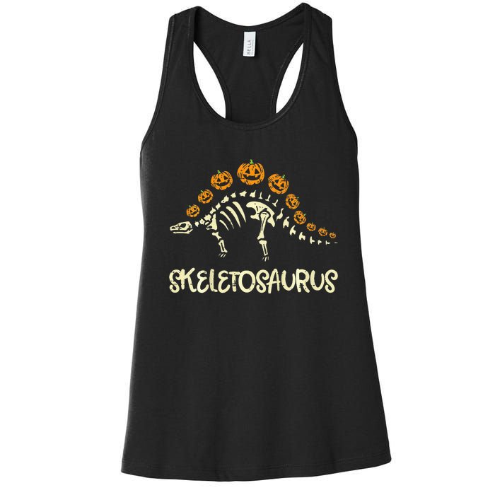 Dinosaur Skeleton Stegosaurus Halloween Women's Racerback Tank