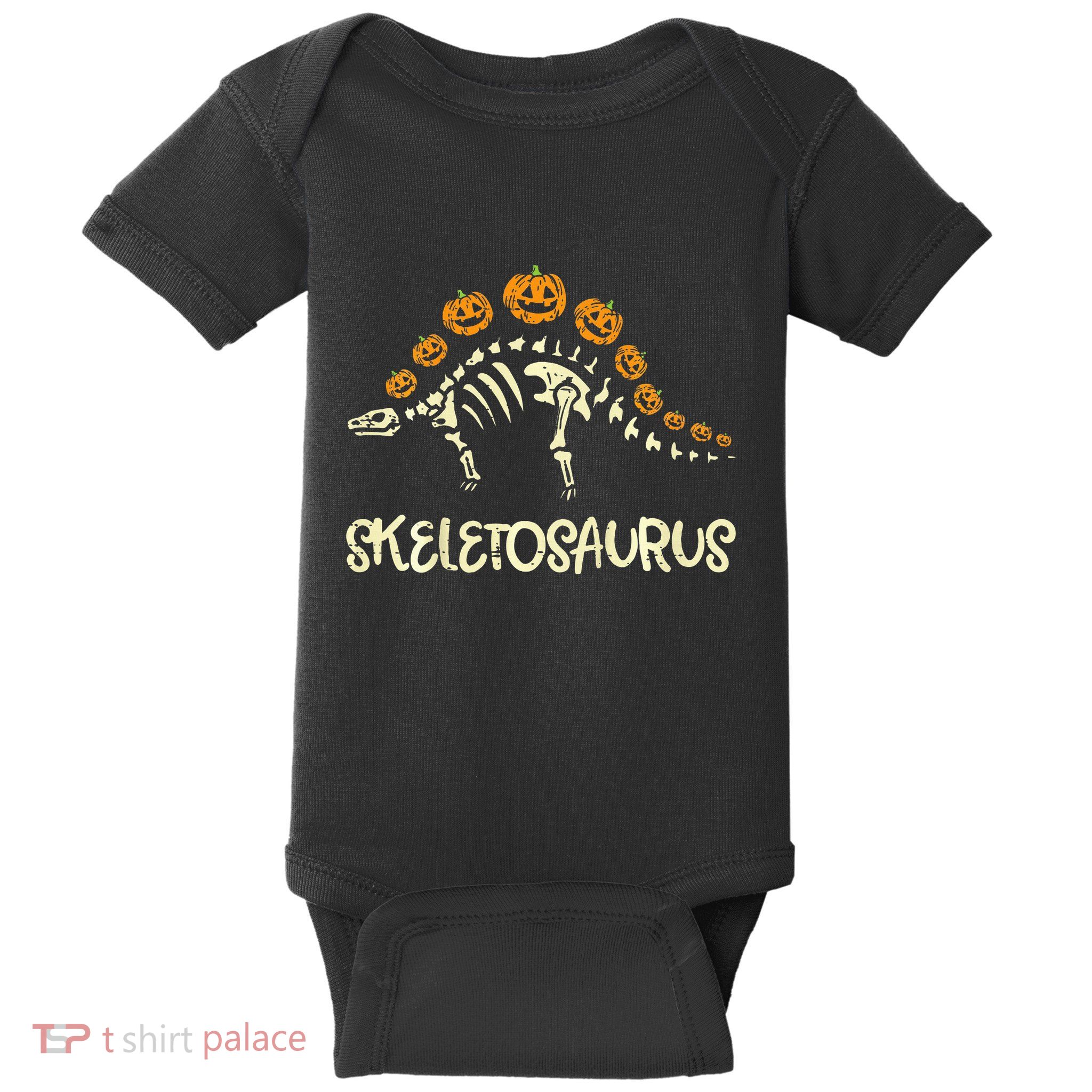Dinosaur Skeleton Stegosaurus Halloween Baby Bodysuit