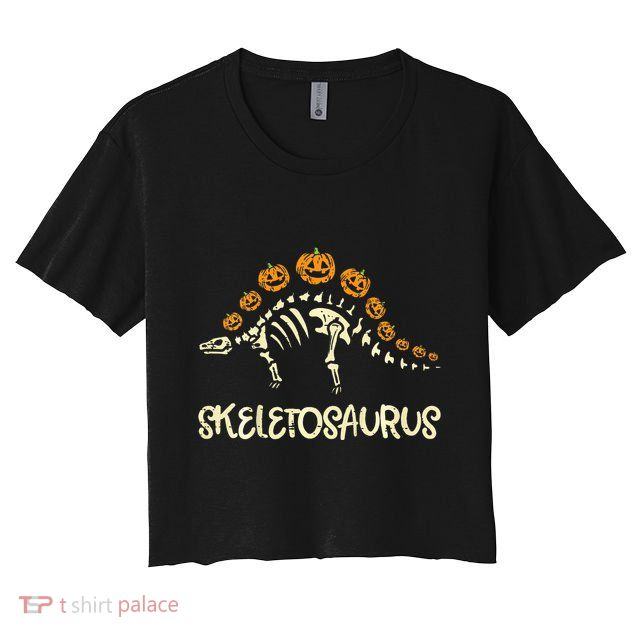 Dinosaur Skeleton Stegosaurus Halloween Crop Top