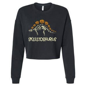 Dinosaur Skeleton Stegosaurus Halloween Cropped Pullover Crew