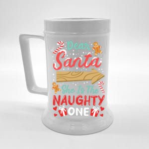 Dear Santa She Is The Naughty One Gift Beer Stein