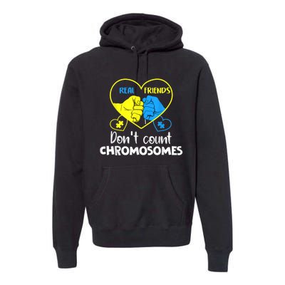 Down Syndrome Shirt Real Friends Don't Count Chromosomes Premium Hoodie