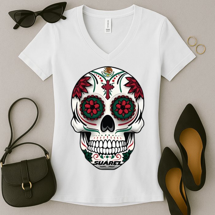 Daniel SuáRez Skull 99 Women's V-Neck T-Shirt
