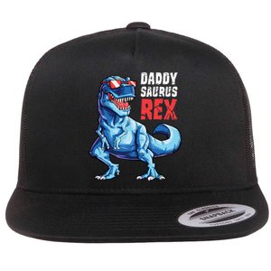 Daddy Saurus T Rex Dinosaur FatherS Day Family Matching T Flat Bill Trucker Hat