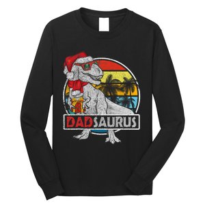 Dad Saurus T Rex Dinosaur Family Matching Xmas Christmas Long Sleeve Shirt