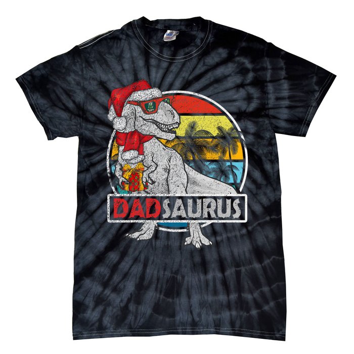 Dad Saurus T Rex Dinosaur Family Matching Xmas Christmas Tie-Dye T-Shirt