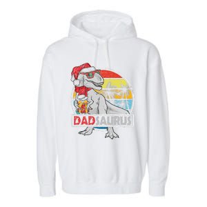 Dad Saurus T Rex Dinosaur Family Matching Xmas Christmas Garment-Dyed Fleece Hoodie