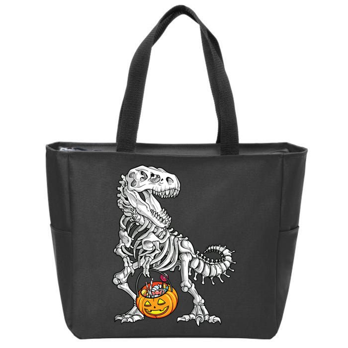 Dinosaur Skeleton T Rex Scary Halloween Boy Kids Zip Tote Bag