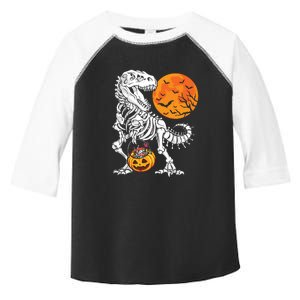 Dinosaur Skeleton T Rex Scary Pumpkin Moon Candy Halloween Toddler Fine Jersey T-Shirt