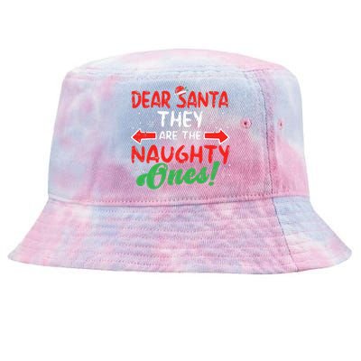 Dear Santa They Naughty Ones Christmas Xmas Kids Tie-Dyed Bucket Hat