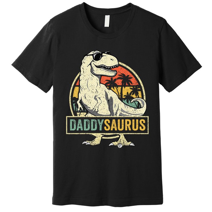 Daddy Saurus T Rex Dinosaur Daddysaurus Family Matching Premium T-Shirt