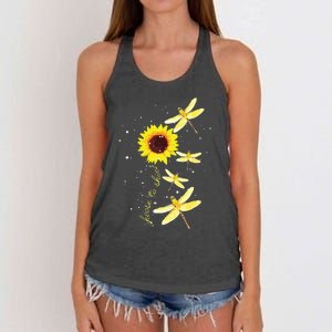 Dragonfly Sunflower Teacher Growth Mindset Choose To Shine Women's Knotted Racerback Tank