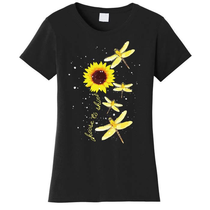 Dragonfly Sunflower Teacher Growth Mindset Choose To Shine Women's T-Shirt