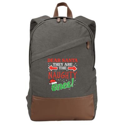 Dear Santa They Naughty Ones Christmas Xmas Cotton Canvas Backpack