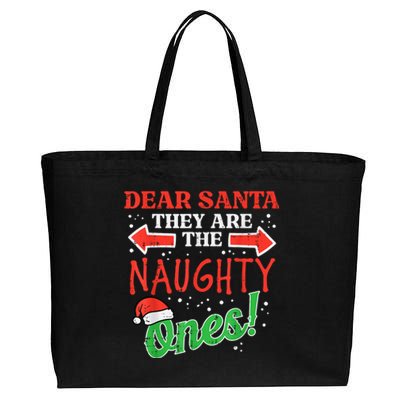 Dear Santa They Naughty Ones Christmas Xmas Cotton Canvas Jumbo Tote