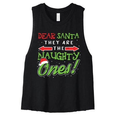 Dear Santa They Are The Naughty Ones Funny Christmas Gifts Women's Racerback Cropped Tank