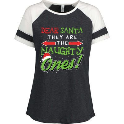 Dear Santa They Are The Naughty Ones Funny Christmas Gifts Enza Ladies Jersey Colorblock Tee